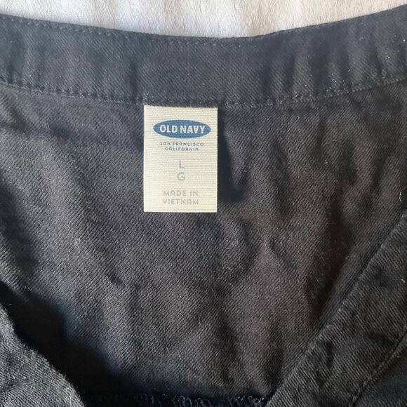 Old Navy Women Tunic Blouse size L Long Sleeve V-neck Rayon Cotton Blend Black - Picture 5 of 9